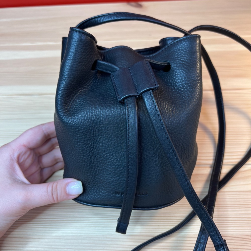 Mini Leather Crossbody Bag. Black mini purse